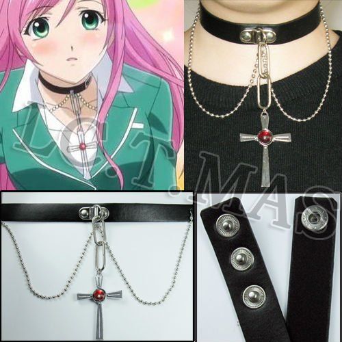 Colar de couro da cruz do moka do rosario + vampire